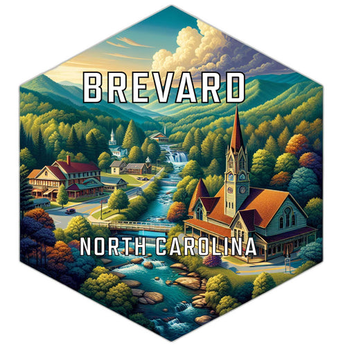 Brevard North Carolina Souvenir Travel Destination Die Cut Hexagon Fridge Magnet 6-Inch