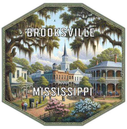 Brooksville Mississippi Souvenir Travel Destination Die Cut Hexagon Fridge Magnet 2-Inch