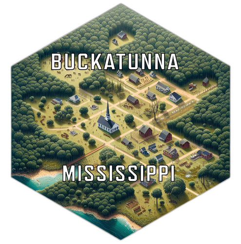 Buckatunna Mississippi Souvenir Travel Destination Die Cut Hexagon Fridge Magnet 2-Inch