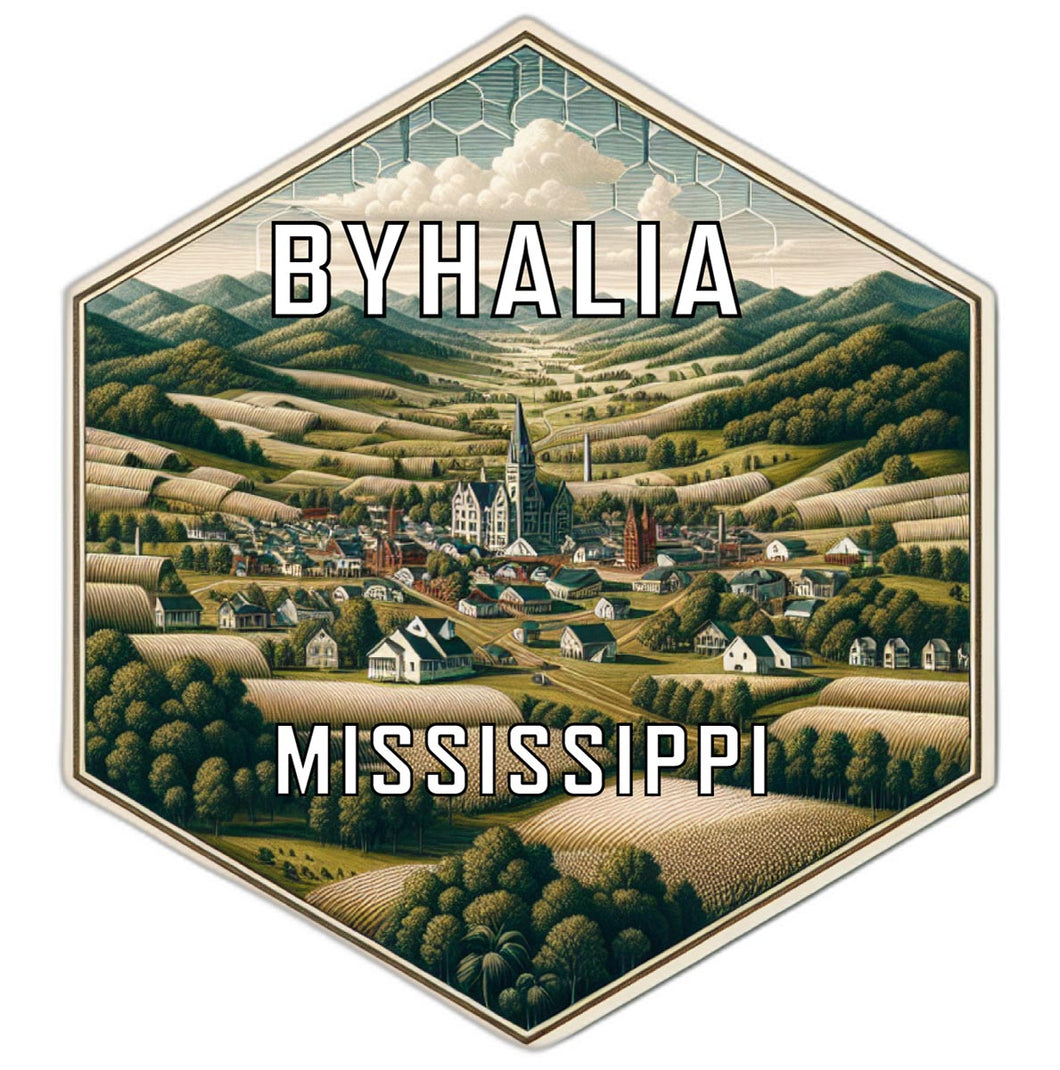 Byhalia Mississippi Souvenir Travel Destination Die Cut Hexagon Fridge Magnet 6-Inch