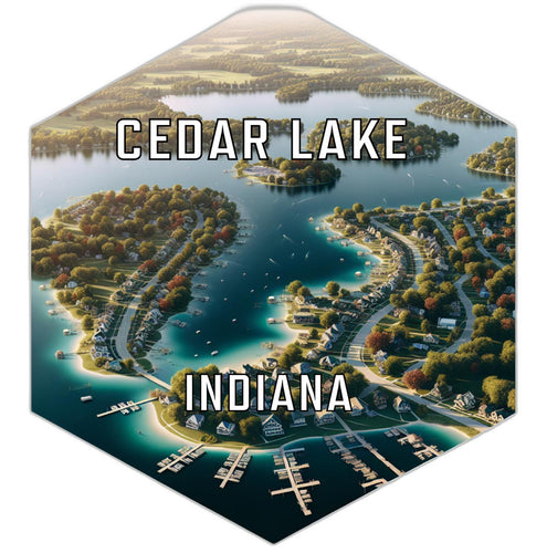 Cedar Lake Indiana Souvenir Travel Destination Die Cut Hexagon Fridge Magnet 6-Inch