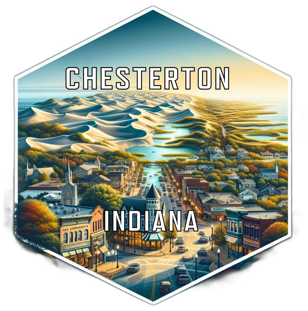 Chesterton Indiana Souvenir Travel Destination Die Cut Hexagon Fridge Magnet 2-Inch