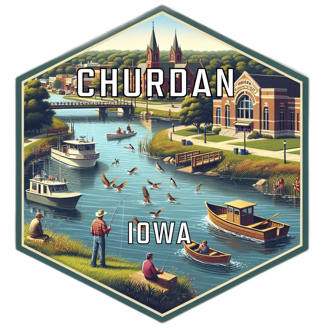 Churdan Iowa Souvenir Travel Destination Die Cut Hexagon Fridge Magnet 6-Inch