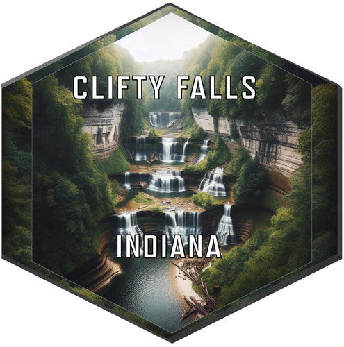 Clifty Falls Indiana Souvenir Travel Destination Die Cut Hexagon Fridge Magnet 2-Inch