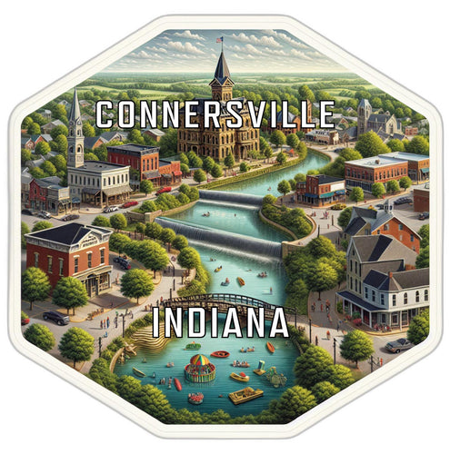 Connersville Indiana Souvenir Travel Destination Die Cut Hexagon Fridge Magnet 2-Inch