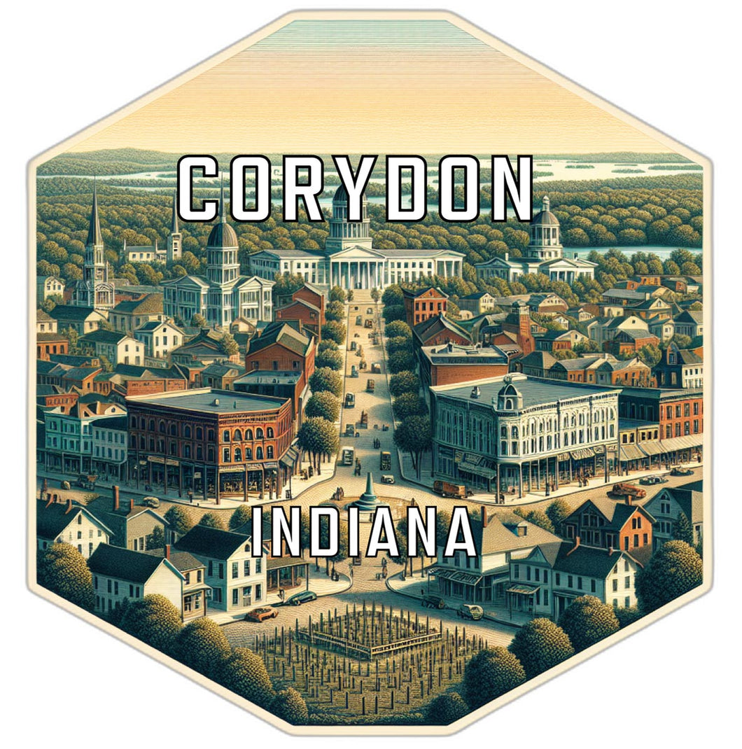 Corydon Indiana Souvenir Travel Destination Die Cut Hexagon Fridge Magnet 2-Inch