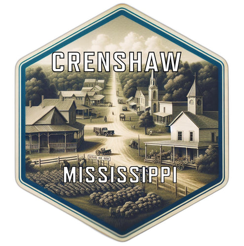 Crenshaw Mississippi Souvenir Travel Destination Die Cut Hexagon Fridge Magnet 2-Inch