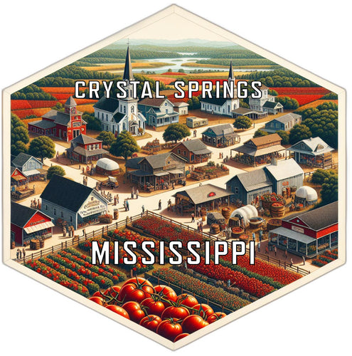 Crystal Springs Mississippi Souvenir Travel Destination Die Cut Hexagon Fridge Magnet 2-Inch