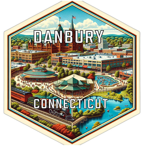 Danbury Connecticut Souvenir Travel Destination Die Cut Hexagon Fridge Magnet 2-Inch