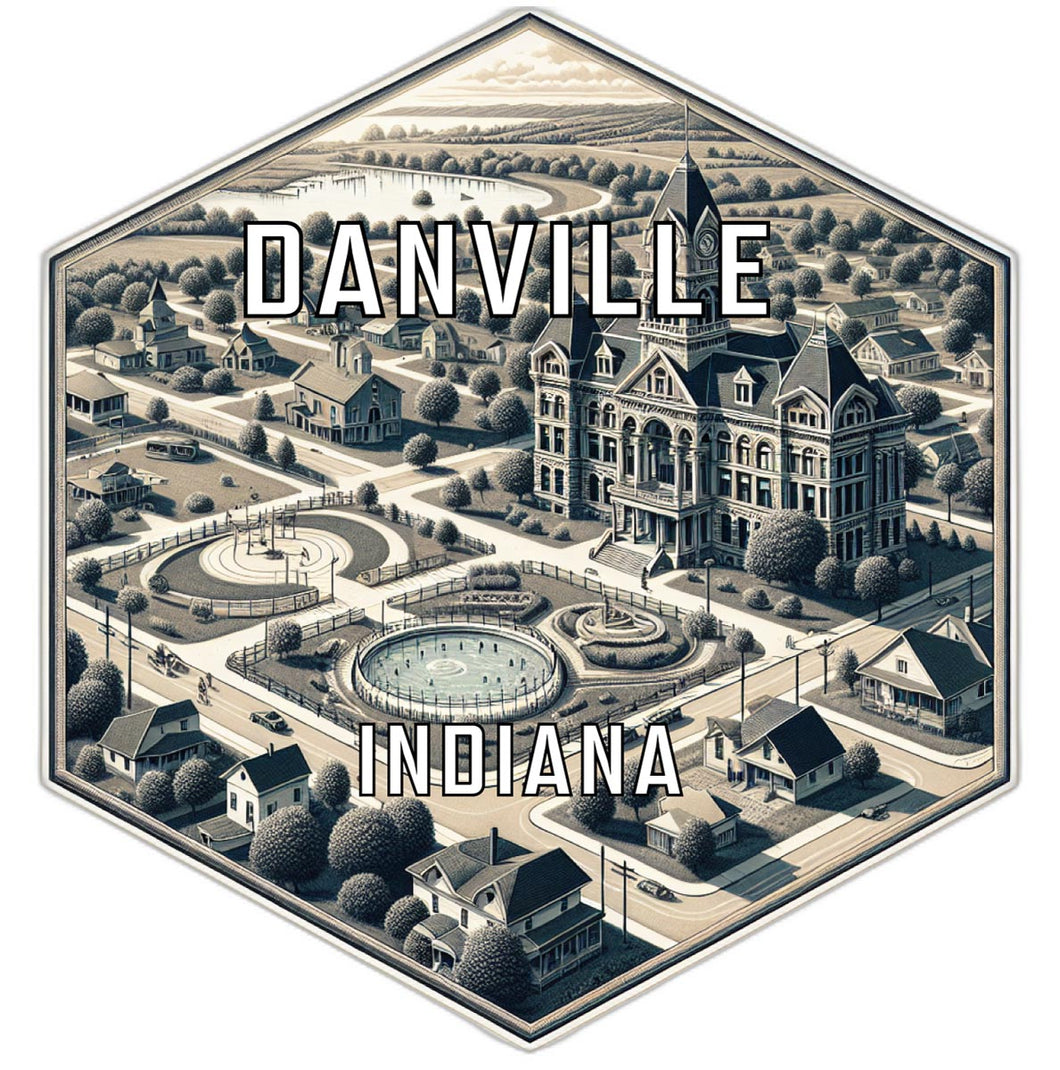 Danville Indiana Souvenir Travel Destination Die Cut Hexagon Fridge Magnet 2-Inch