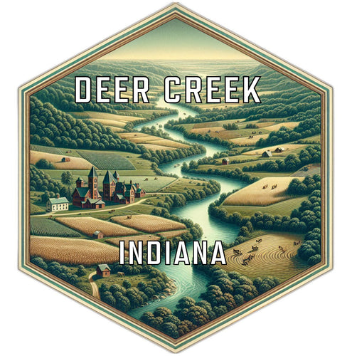 Deer Creek Indiana Souvenir Travel Destination Die Cut Hexagon Fridge Magnet 2-Inch