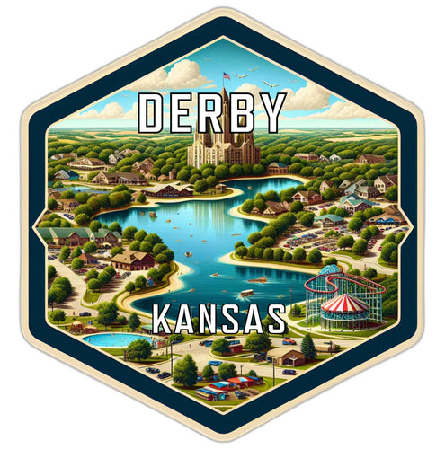 Derby Kansas Souvenir Travel Destination Die Cut Hexagon Fridge Magnet 6-Inch