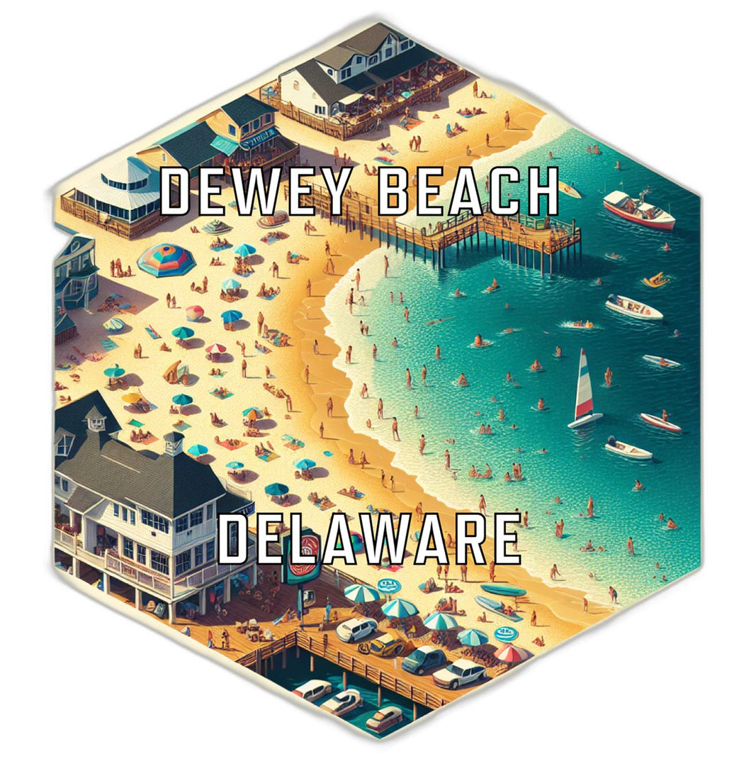 Dewey Beach Delaware Souvenir Travel Destination Die Cut Hexagon Fridge Magnet 2-Inch