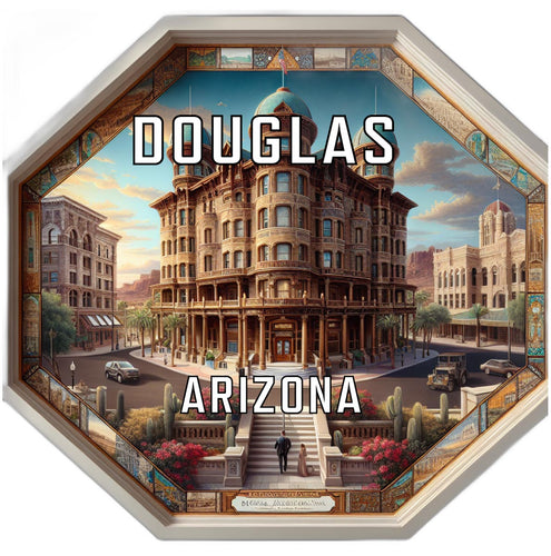 Douglas Arizona Souvenir Travel Destination Die Cut Hexagon Fridge Magnet 6-Inch