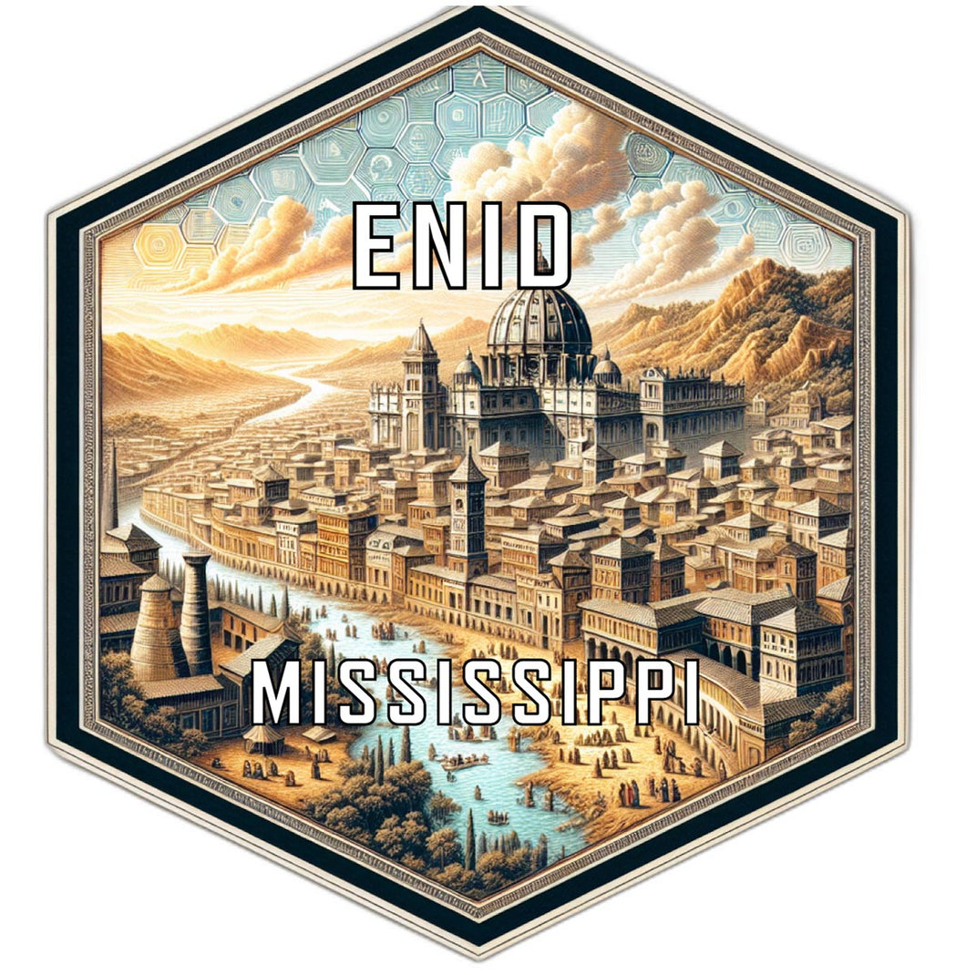 Enid Mississippi Souvenir Travel Destination Die Cut Hexagon Fridge Magnet 2-Inch