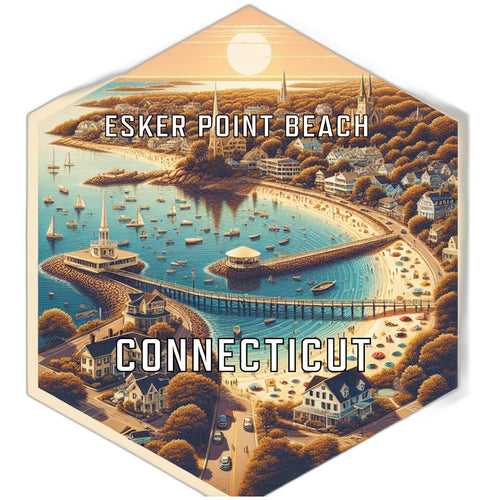 Esker Point Beach Connecticut Souvenir Travel Destination Die Cut Hexagon Fridge Magnet 2-Inch