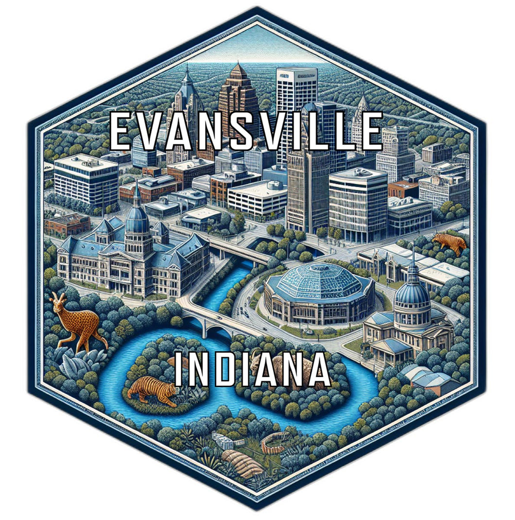 Evansville Indiana Travel Destination Souvenir Vinyl Decal Sticker 2-Inch