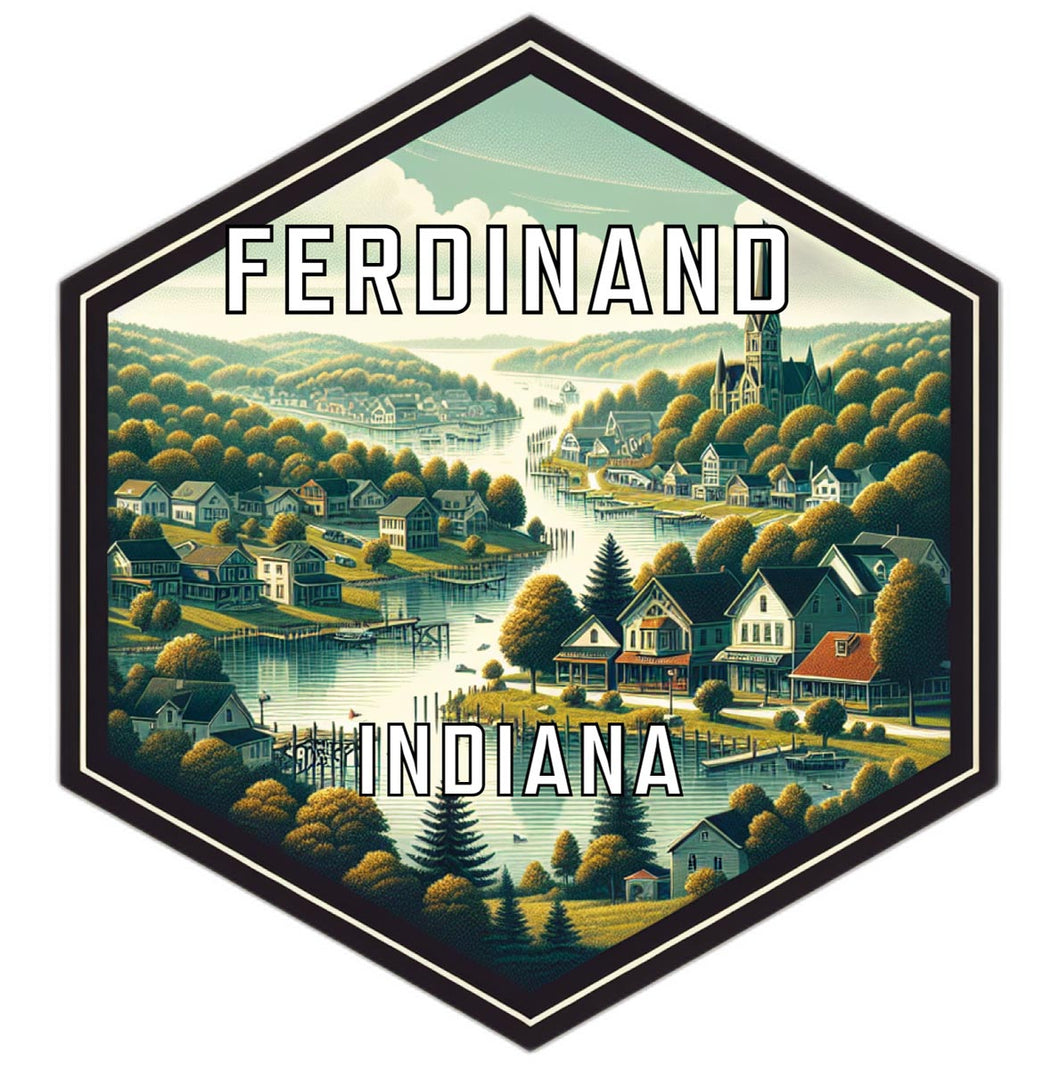 Ferdinand Indiana Souvenir Travel Destination Die Cut Hexagon Fridge Magnet 2-Inch