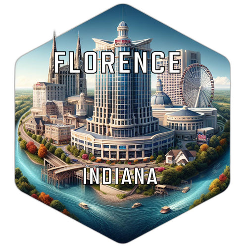 Florence Indiana Souvenir Travel Destination Die Cut Hexagon Fridge Magnet 2-Inch