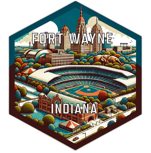 Fort Wayne Indiana Souvenir Travel Destination Die Cut Hexagon Fridge Magnet 6-Inch