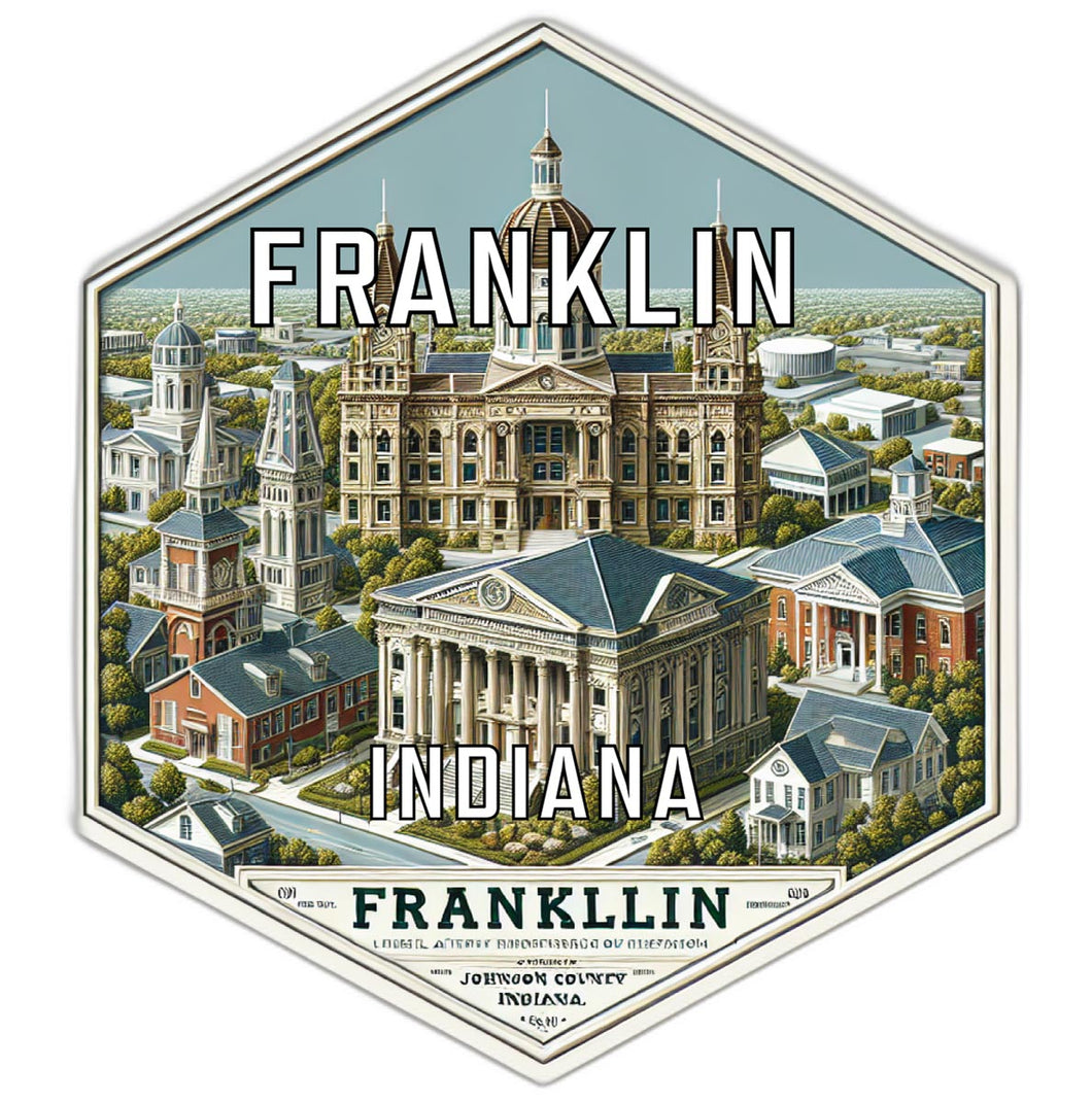 Franklin Indiana Souvenir Travel Destination Die Cut Hexagon Fridge Magnet 2-Inch