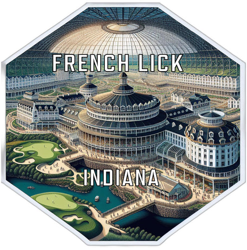 French Lick Indiana Souvenir Travel Destination Die Cut Hexagon Fridge Magnet 2-Inch