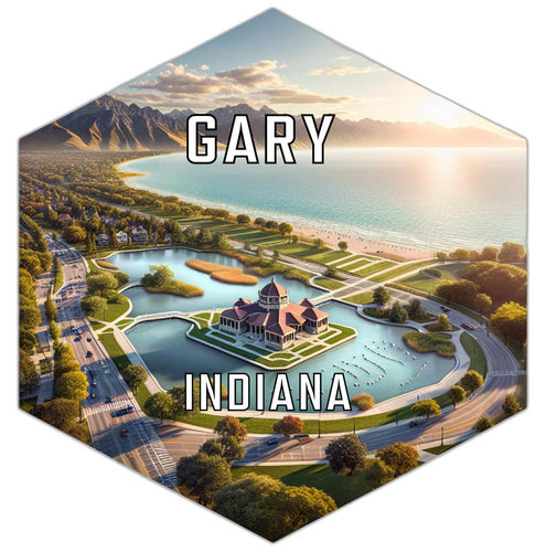 Gary Indiana Souvenir Travel Destination Die Cut Hexagon Fridge Magnet 2-Inch