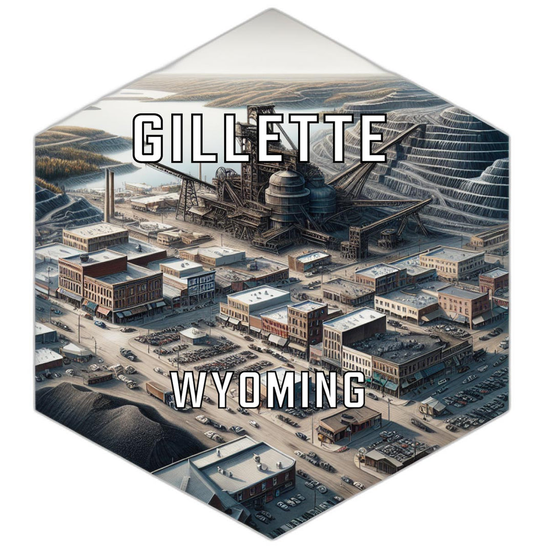 Gillette Wyoming Souvenir Travel Destination Die Cut Hexagon Fridge Magnet 6-Inch