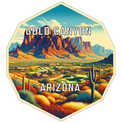 Gold Canyon Arizona Souvenir Travel Destination Die Cut Hexagon Fridge Magnet 2-Inch