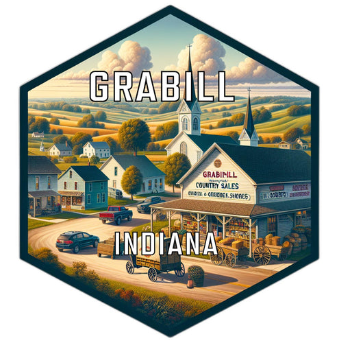 Grabill Indiana Souvenir Travel Destination Die Cut Hexagon Fridge Magnet 2-Inch