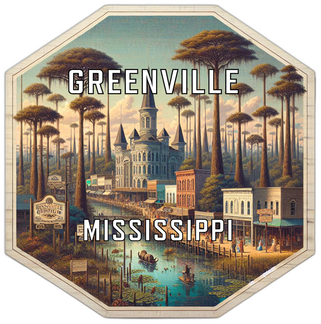 Greenville Mississippi Souvenir Travel Destination Die Cut Hexagon Fridge Magnet 2-Inch