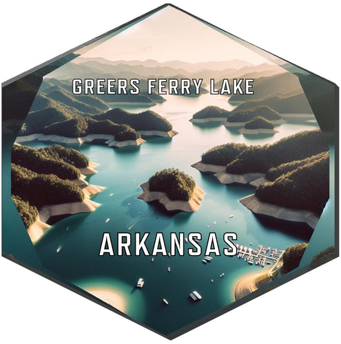 Greers Ferry Lake Arkansas Souvenir Travel Destination Die Cut Hexagon Fridge Magnet 2-Inch