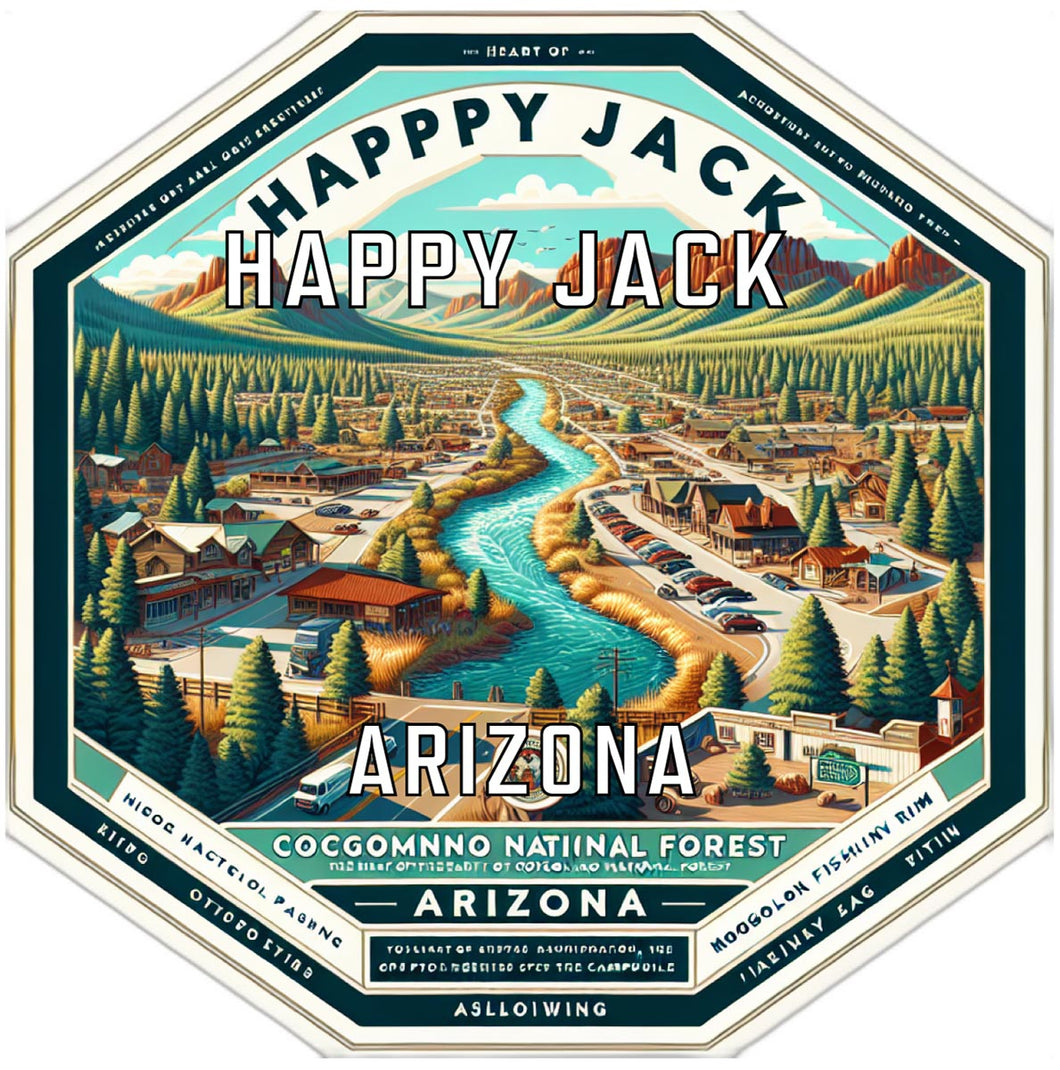 Happy Jack Arizona Souvenir Travel Destination Die Cut Hexagon Fridge Magnet 2-Inch