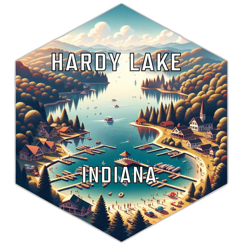 Hardy Lake Indiana Souvenir Travel Destination Die Cut Hexagon Fridge Magnet 2-Inch