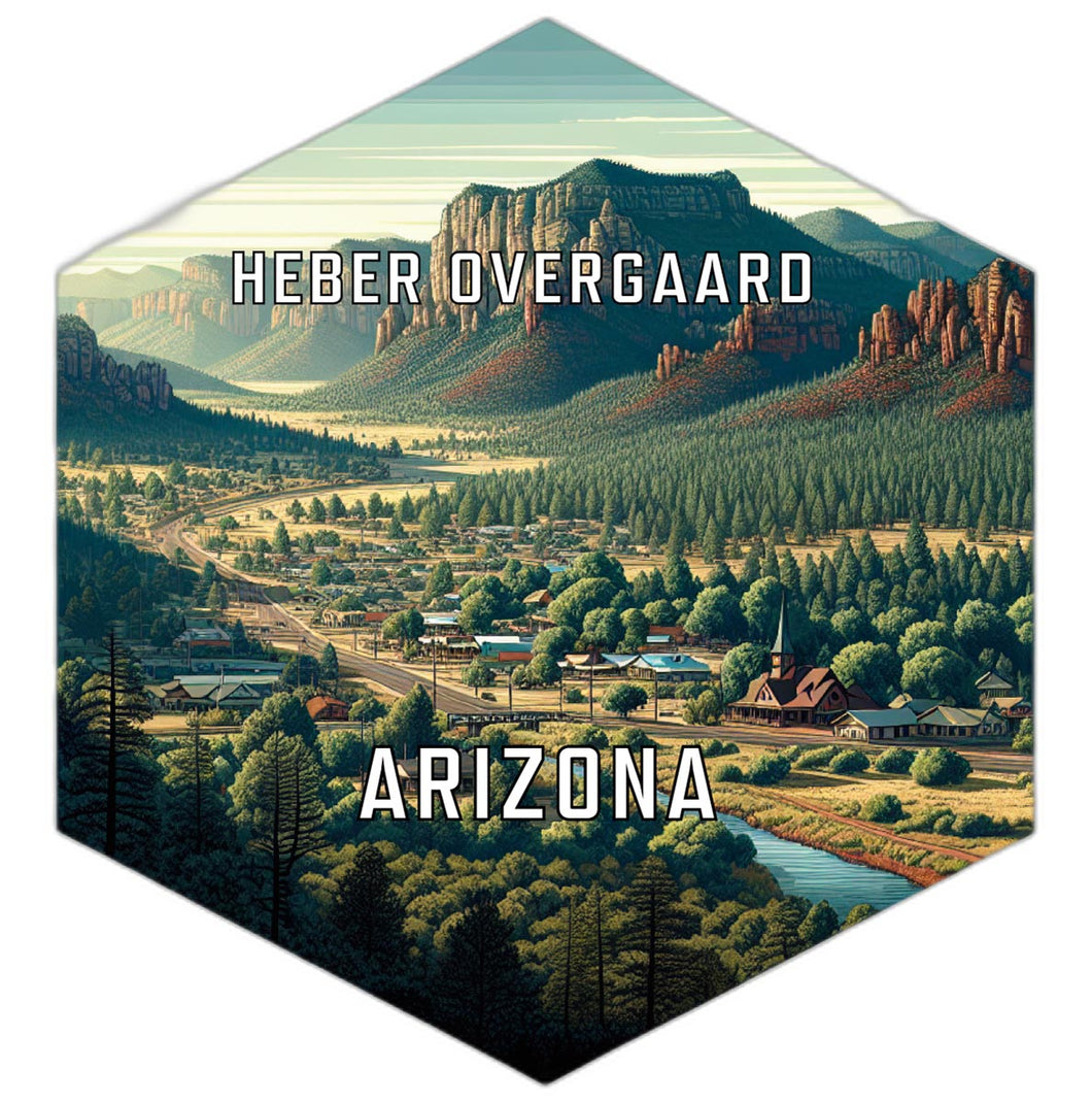 Heber Overgaard Arizona Souvenir Travel Destination Die Cut Hexagon Fridge Magnet 2-Inch