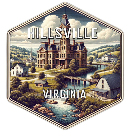 Hillsville Virginia Souvenir Travel Destination Die Cut Hexagon Fridge Magnet 6-Inch