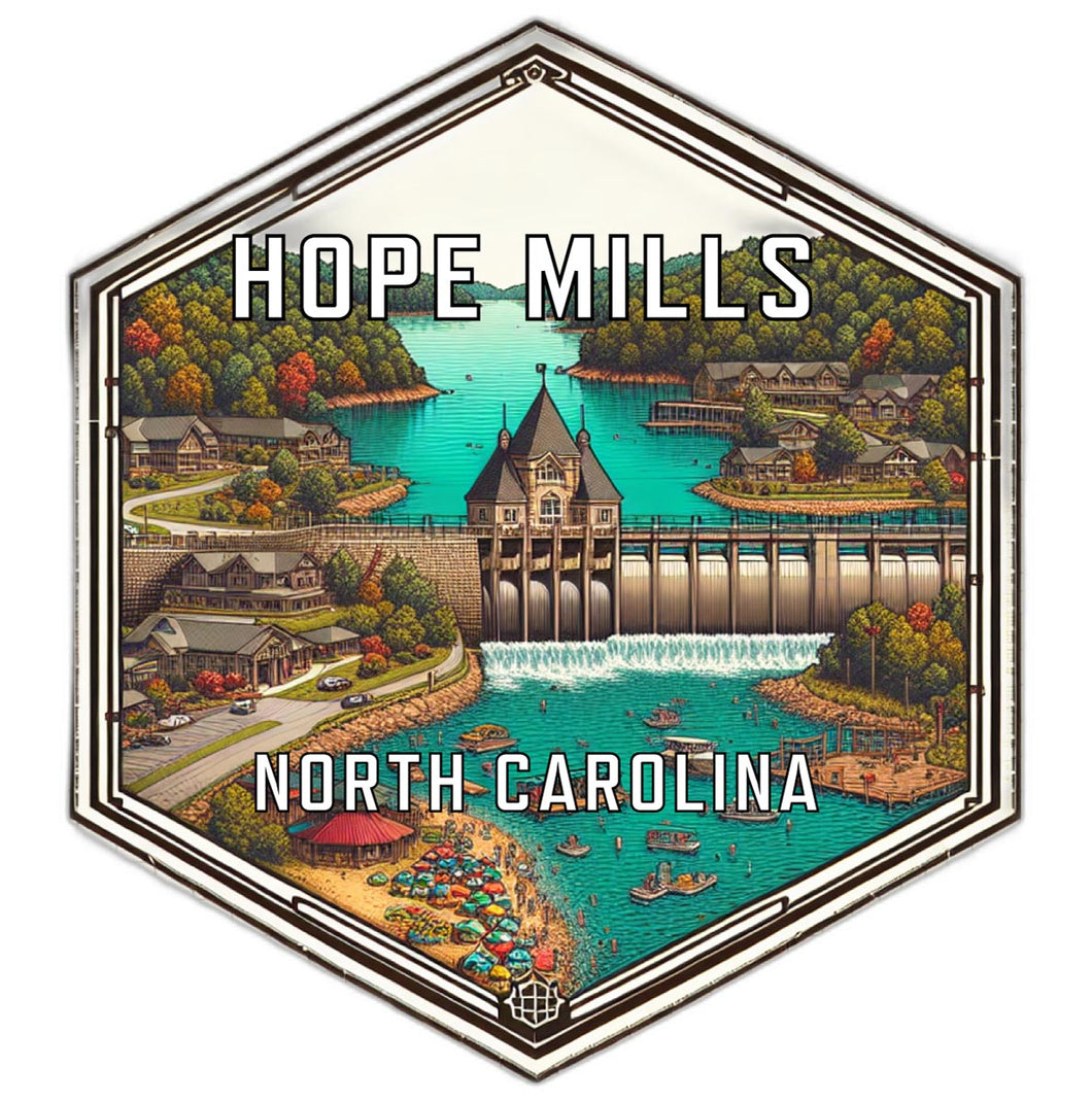 Hope Mills North Carolina Souvenir Travel Destination Die Cut Hexagon Fridge Magnet 2-Inch