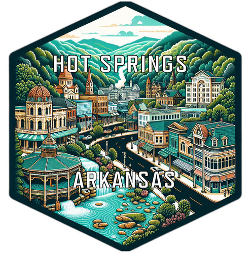 Hot Springs Arkansas Souvenir Travel Destination Die Cut Hexagon Fridge Magnet 2-Inch