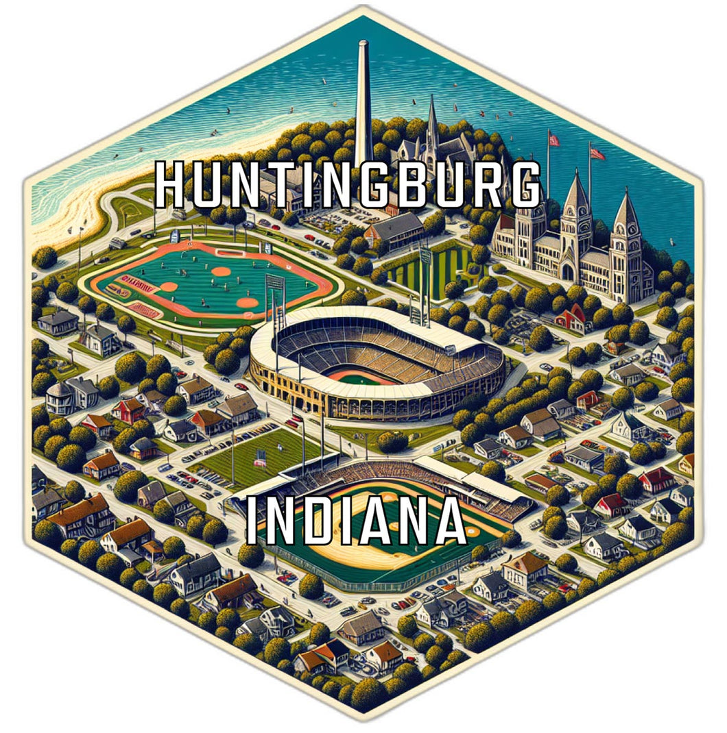 Huntingburg Indiana Souvenir Travel Destination Die Cut Hexagon Fridge Magnet 2-Inch