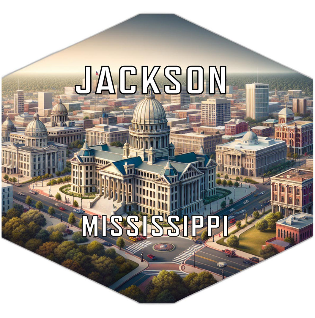 Jackson Mississippi Souvenir Travel Destination Die Cut Hexagon Fridge Magnet 6-Inch