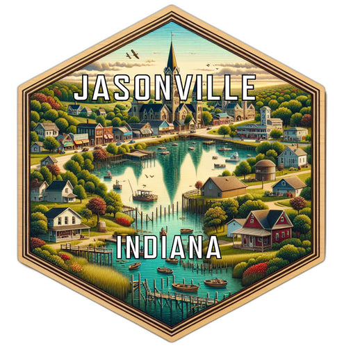 Jasonville Indiana Souvenir Travel Destination Die Cut Hexagon Fridge Magnet 2-Inch