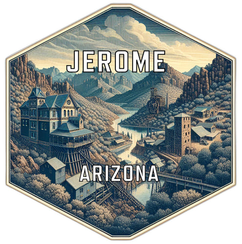 Jerome Arizona Souvenir Travel Destination Die Cut Hexagon Fridge Magnet 6-Inch