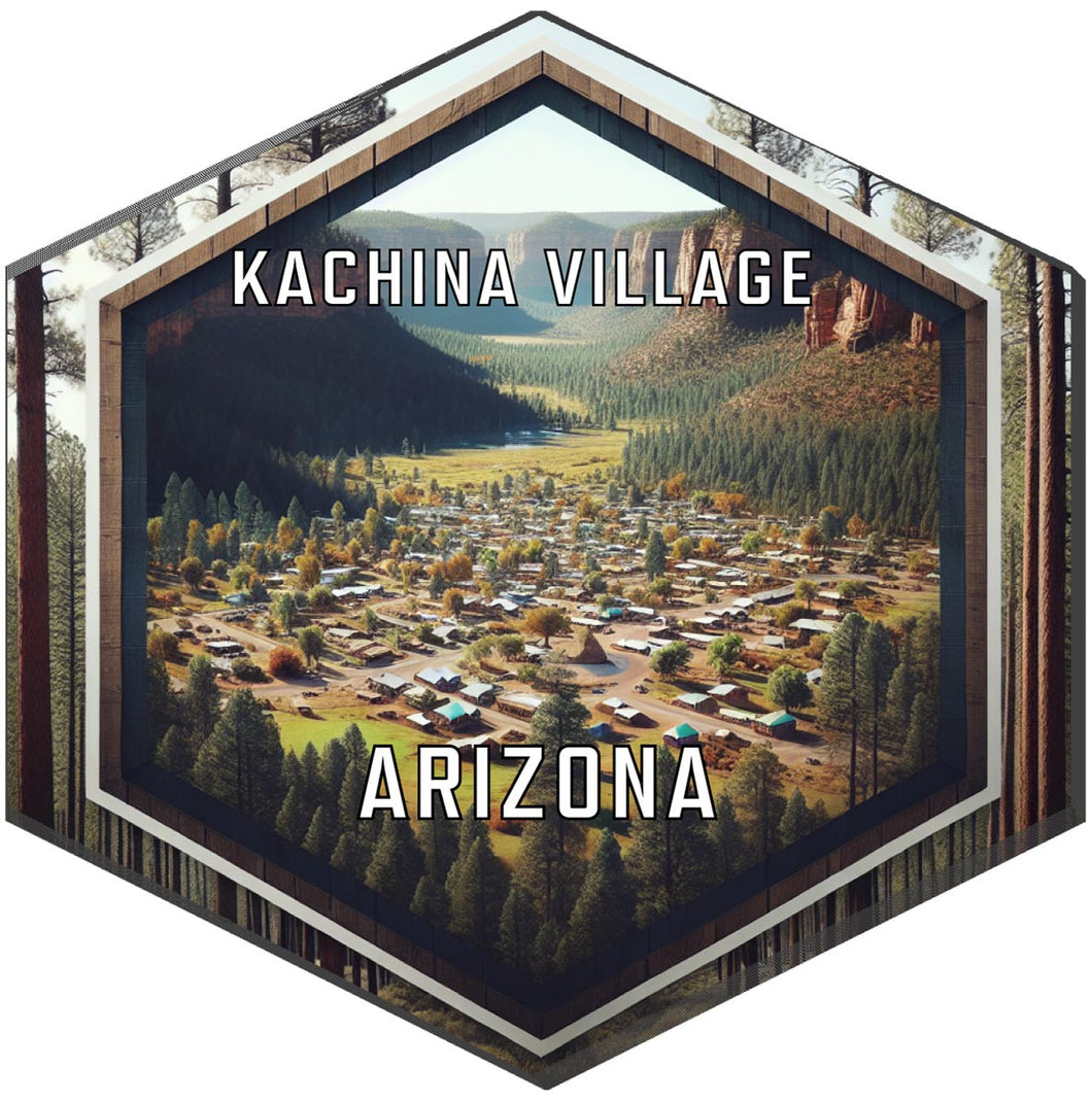 Kachina Village Arizona Souvenir Travel Destination Die Cut Hexagon Fridge Magnet 6-Inch