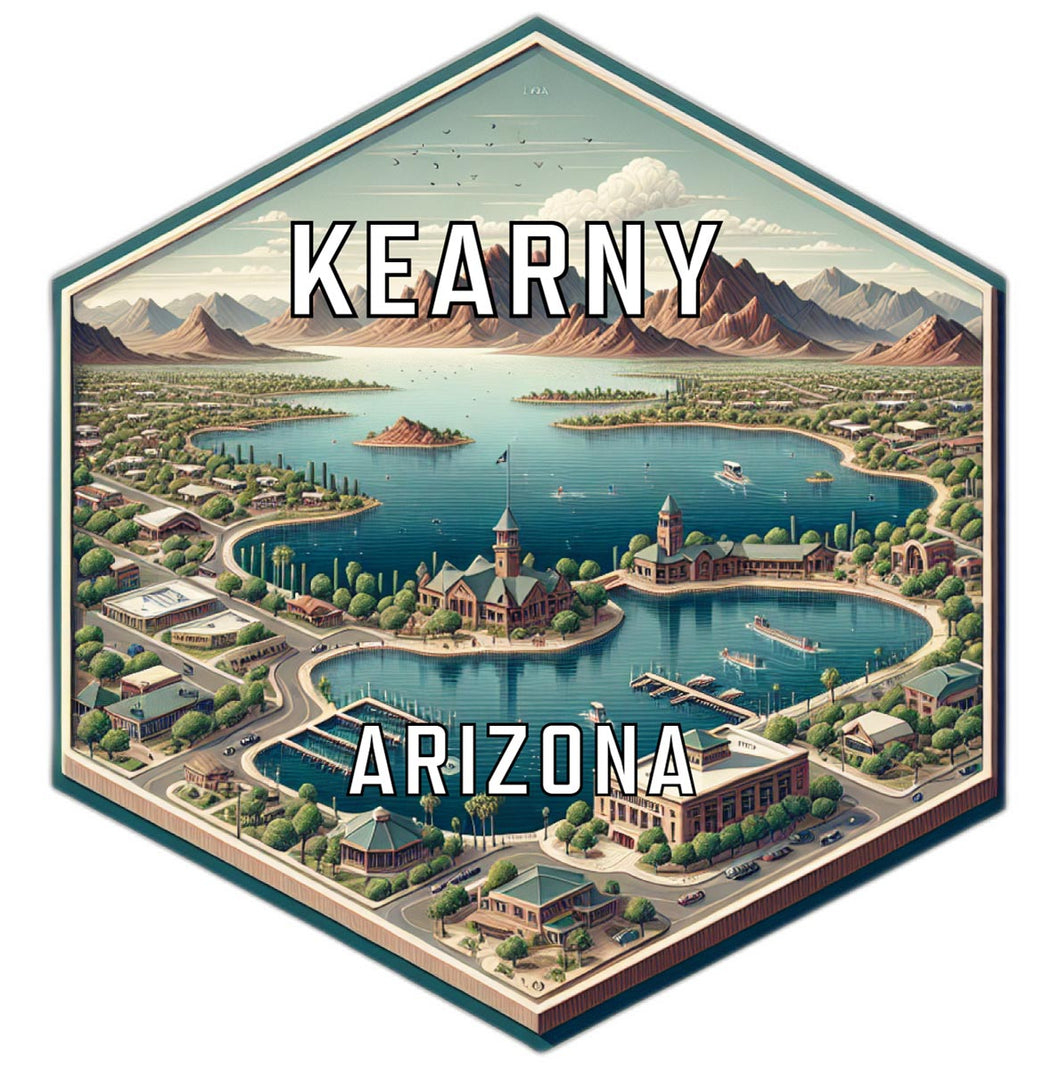 Kearny Arizona Souvenir Travel Destination Die Cut Hexagon Fridge Magnet 6-Inch