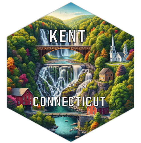 Kent Connecticut Souvenir Travel Destination Die Cut Hexagon Fridge Magnet 2-Inch