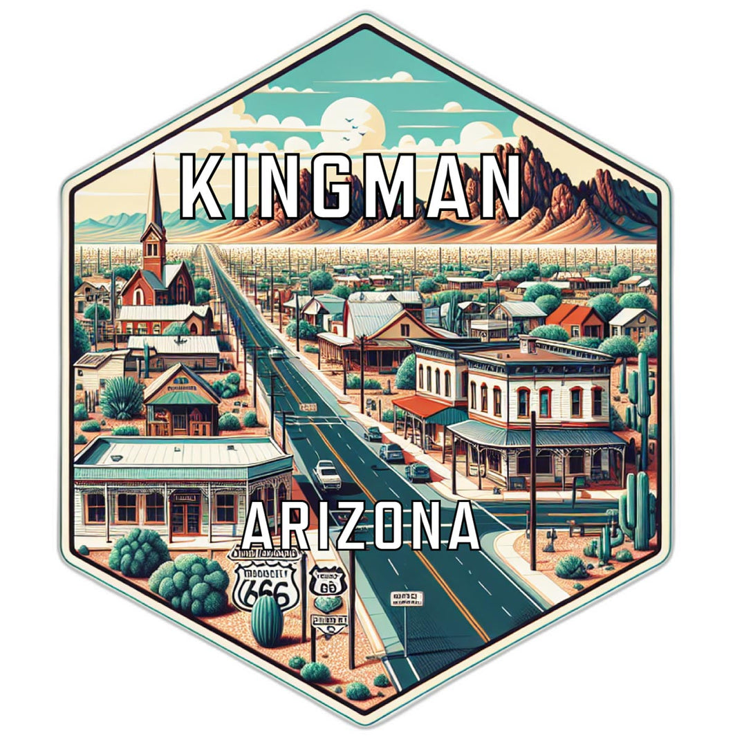 Kingman Arizona Souvenir Travel Destination Die Cut Hexagon Fridge Magnet 6-Inch