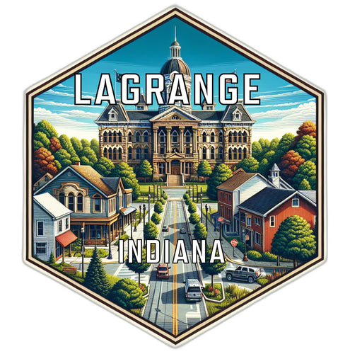 Lagrange Indiana Souvenir Travel Destination Die Cut Hexagon Fridge Magnet 2-Inch