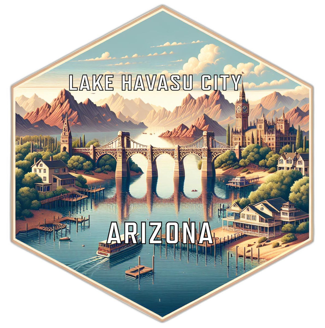 Lake Havasu City Arizona Souvenir Travel Destination Die Cut Hexagon Fridge Magnet 2-Inch