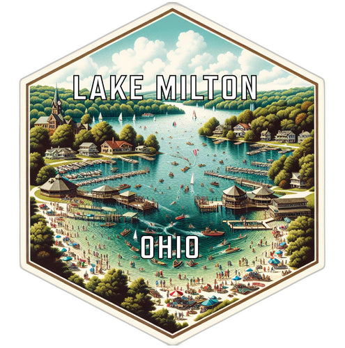 Lake Milton Ohio Souvenir Travel Destination Die Cut Hexagon Fridge Magnet 2-Inch