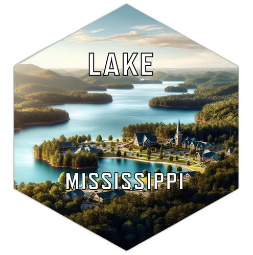 Lake Mississippi Souvenir Travel Destination Die Cut Hexagon Fridge Magnet 2-Inch